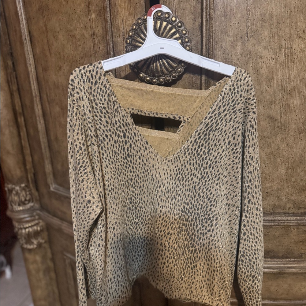Leopard Print V-Neck Sweater